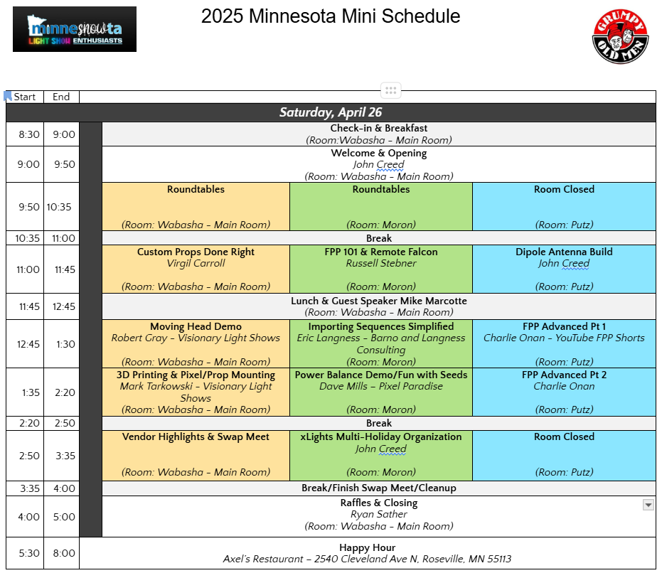 25 Mini Schedule